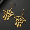 LIKGREAT Gothic Evil Eye Earring Stainless Steel Sun Eyes Drop Hoop Earrings Punk Hiphop Jewelry Amulet Gift for Women