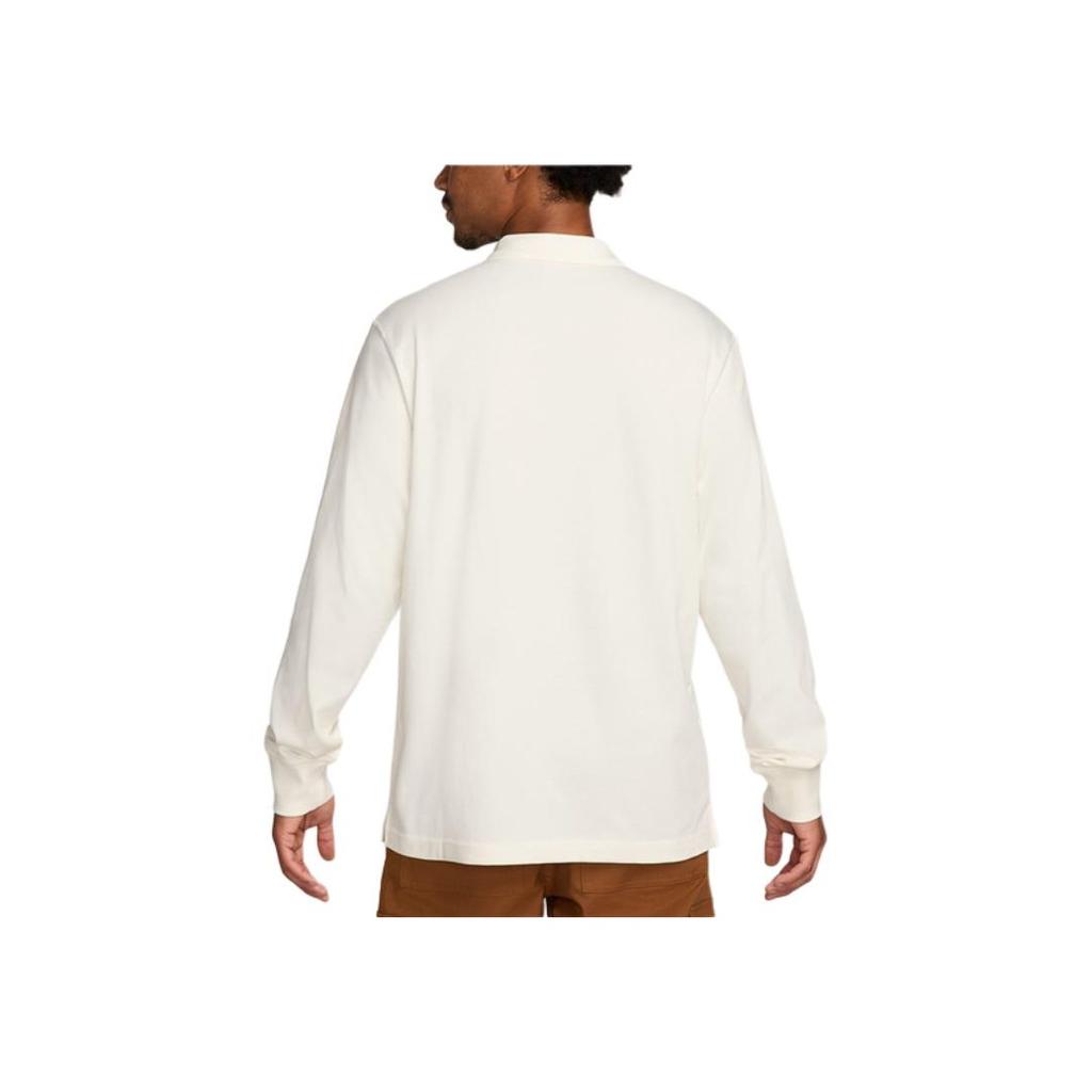 Nike Solid Color Letter Embroidered Knitted Long Sleeve Polo Shirt Men tops White FQ3418-133