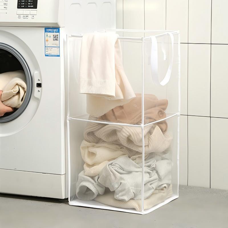 Square Mesh Storage Bag Convenient Laundry Basket Transparent Net-Sheer Single-Layer Double-Layer Dirty Clothes Storage Basket