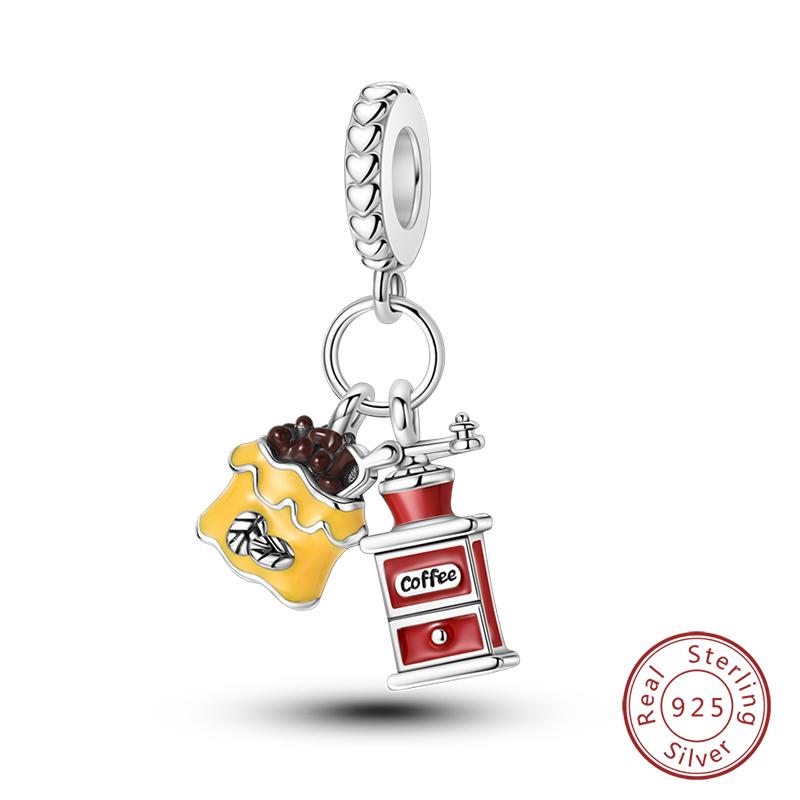 Copper Little Bear Soft Candy Coffee Strawberry Cake Afternoon Tea Charms Beads Fit Qikaola Bracelets Diy Jewelry