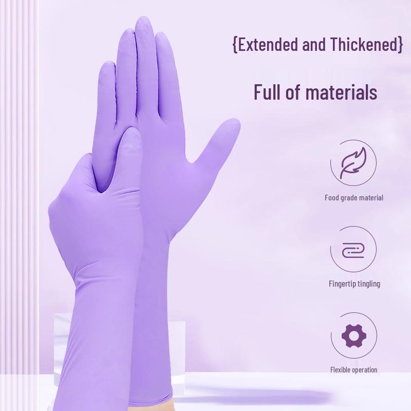 12-inch Durable Nitrile Dishwashing Gloves - Latex-Free, Waterproof, Food-Grade, Disposable for Kitchen Cleaning