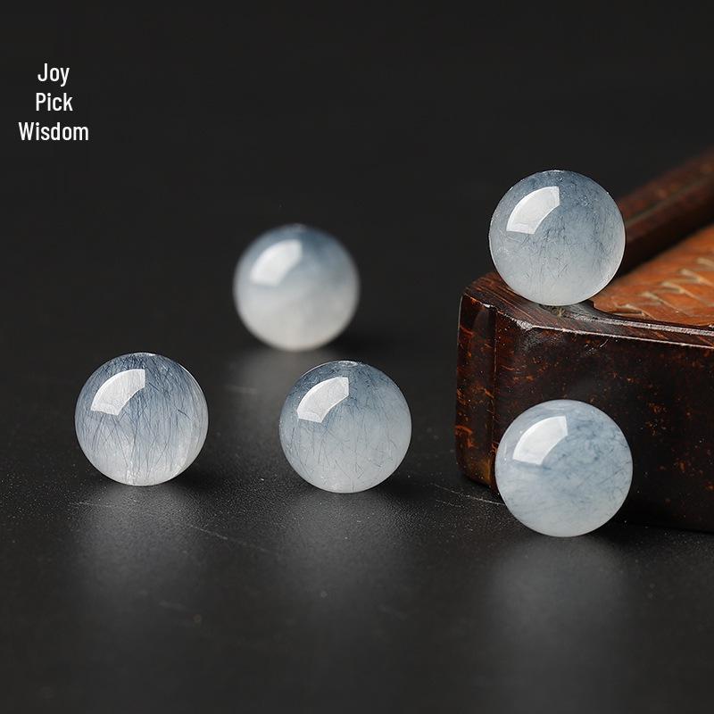 Natural Blue Rabbit Hair Crystal Beads for DIY Bracelets & Necklaces