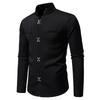 Autumn New Fashion Design Men's Long Sleeve Shirt Men High Quality Luxury Stand Collar Shirts Male Casual Social Wedding Party