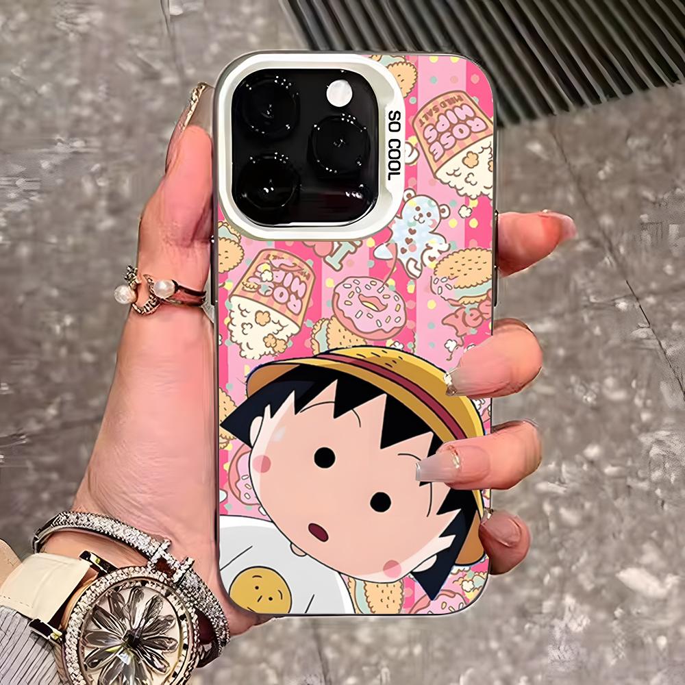 Chibi Maruko-chan Phone Case For IPhone 17 Pro Max 16 15 14 13 11 12 Mini Xs Xr 8 Plus Se Color Silver Cover