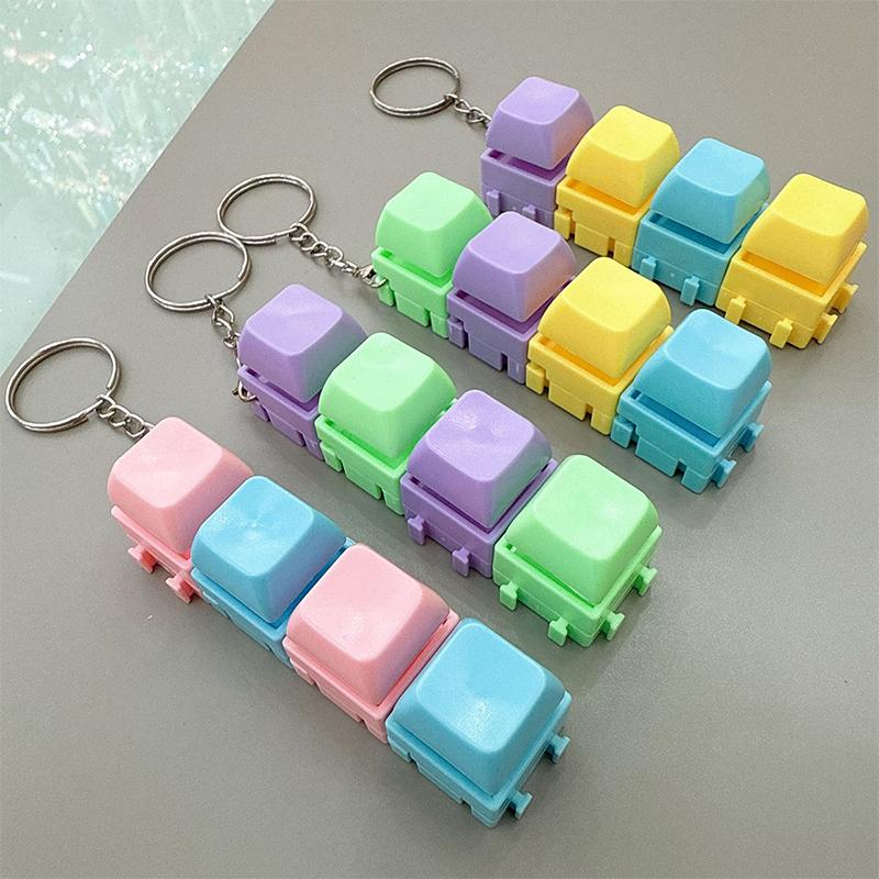 Fingertip Pressing Key Keychain Stress-Relieving Finger Keyboard Keychain Fidget Decompression Stress Relief Keyboard Clicker