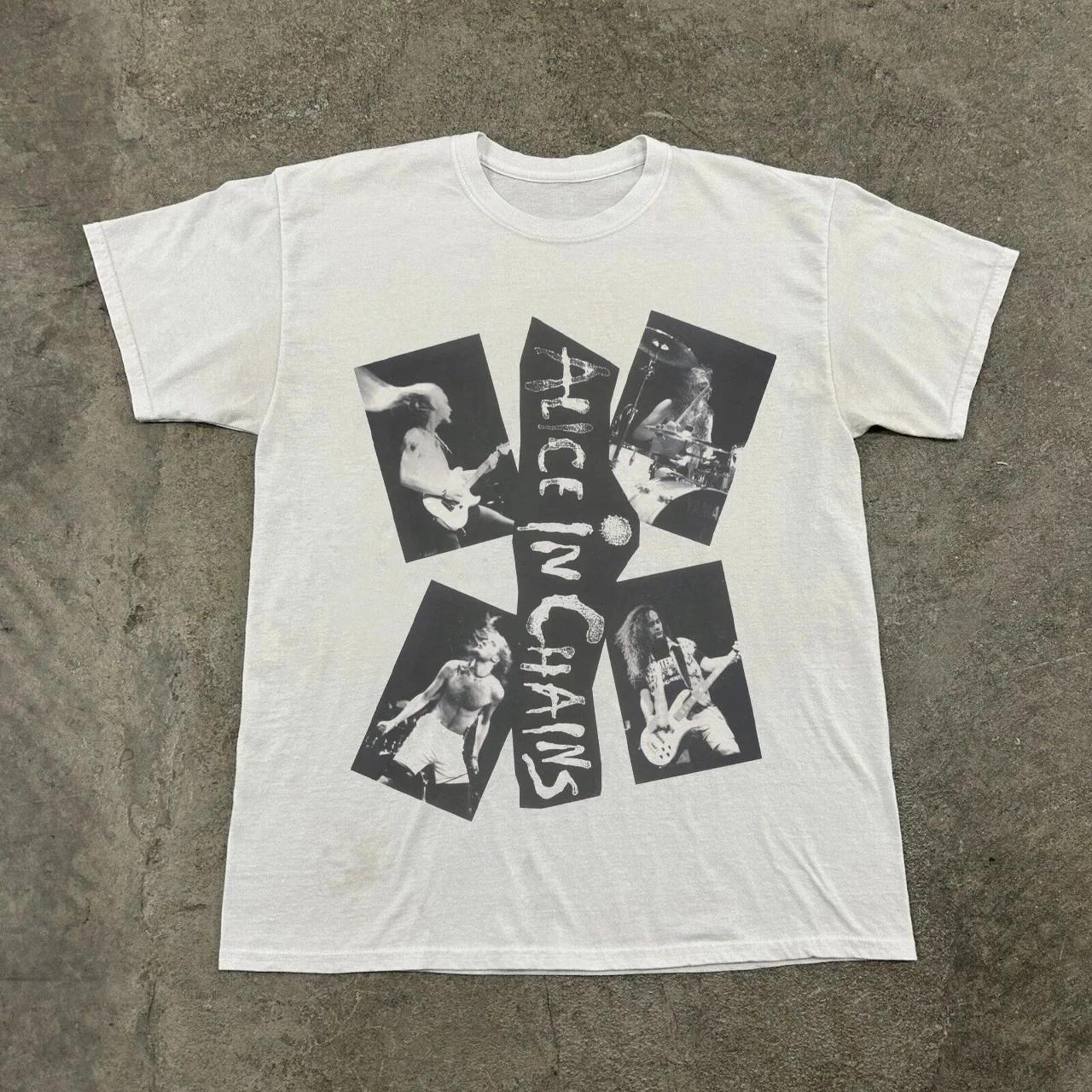 

Retro Alice in Chains Rock Tshirt White Tshirt for Men and Women Casual Fashion for Daily Wear 4XL