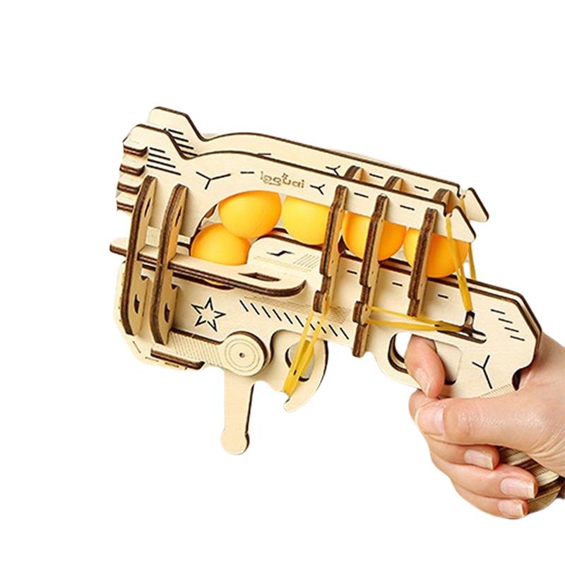 Diy Rubber Band Guns Wooden Game Jigsaw Toys Kids Constructors Build Buiding Blocks Pistol Models For Young Boys Ping Pong Weapon