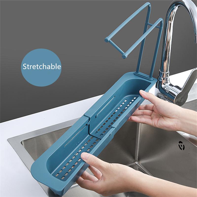 Kitchen Sinks Soap Sponge Organizer Holder Telescopic Sink Shelf Drain Rack Storage Basket Kitchen Gadgets Accessories
