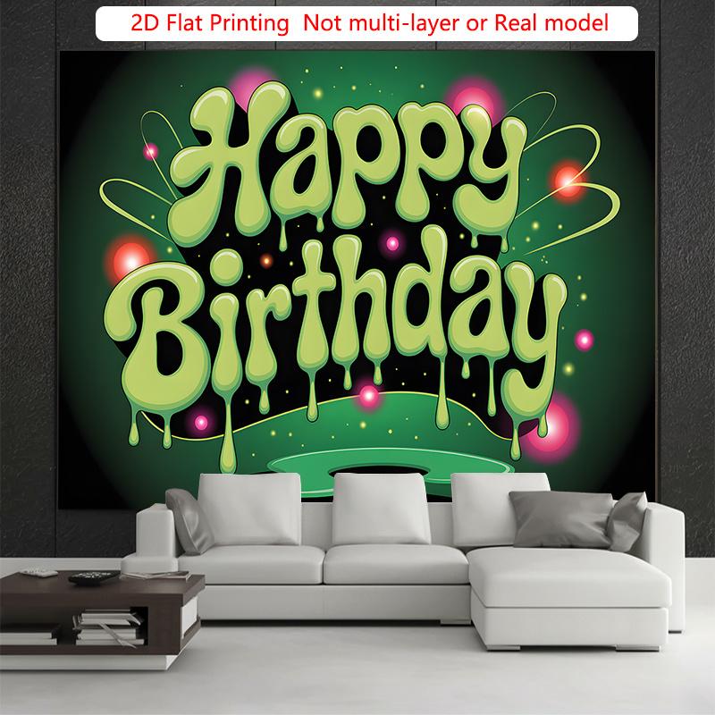 Party Backdrop Green Flat Dripping Text Event Photo Background Front Door Decor