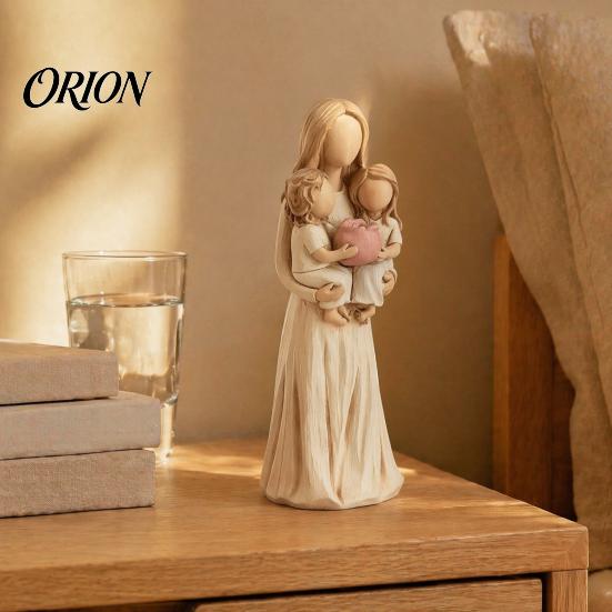 Hand Painted Tabletop Decor Mother And Daughter Hugging Ornament, Resin Hand-painted Statue, Modern Aesthetic Ornament Faceless Figurine for Mother's