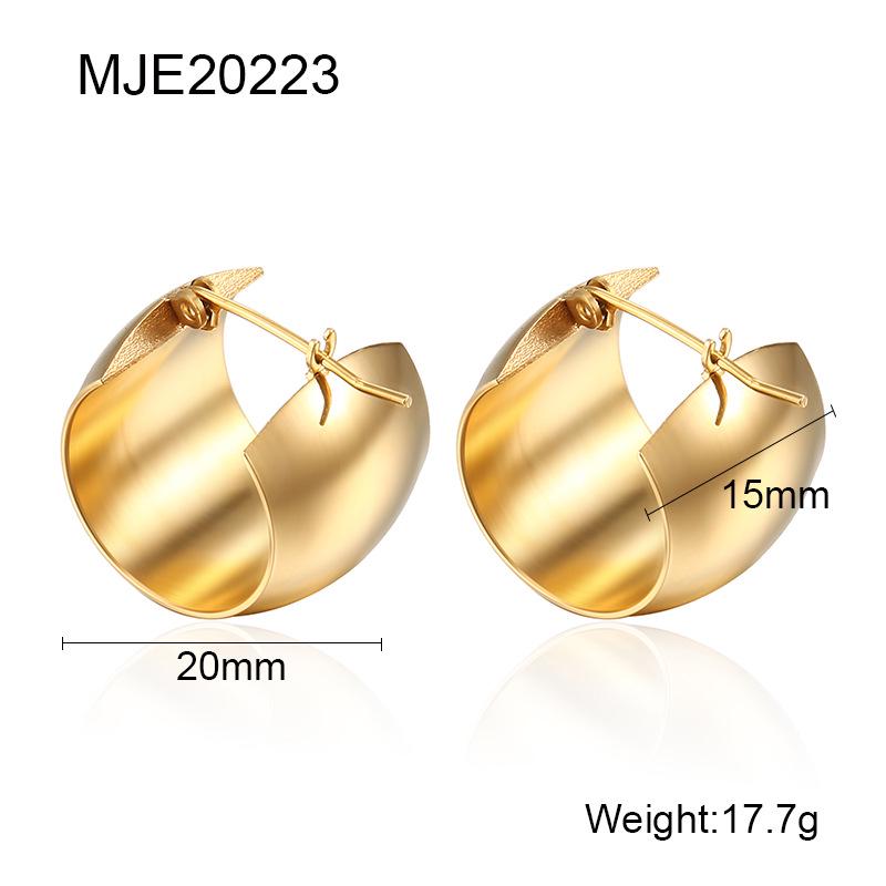 

Шикарные европейские и американские серьги в форме буквы С: Минималистичный, Модный французский стиль, Золотая отделка, Широкий циферблат из нержавеющей стали для женщин. 18K золотой