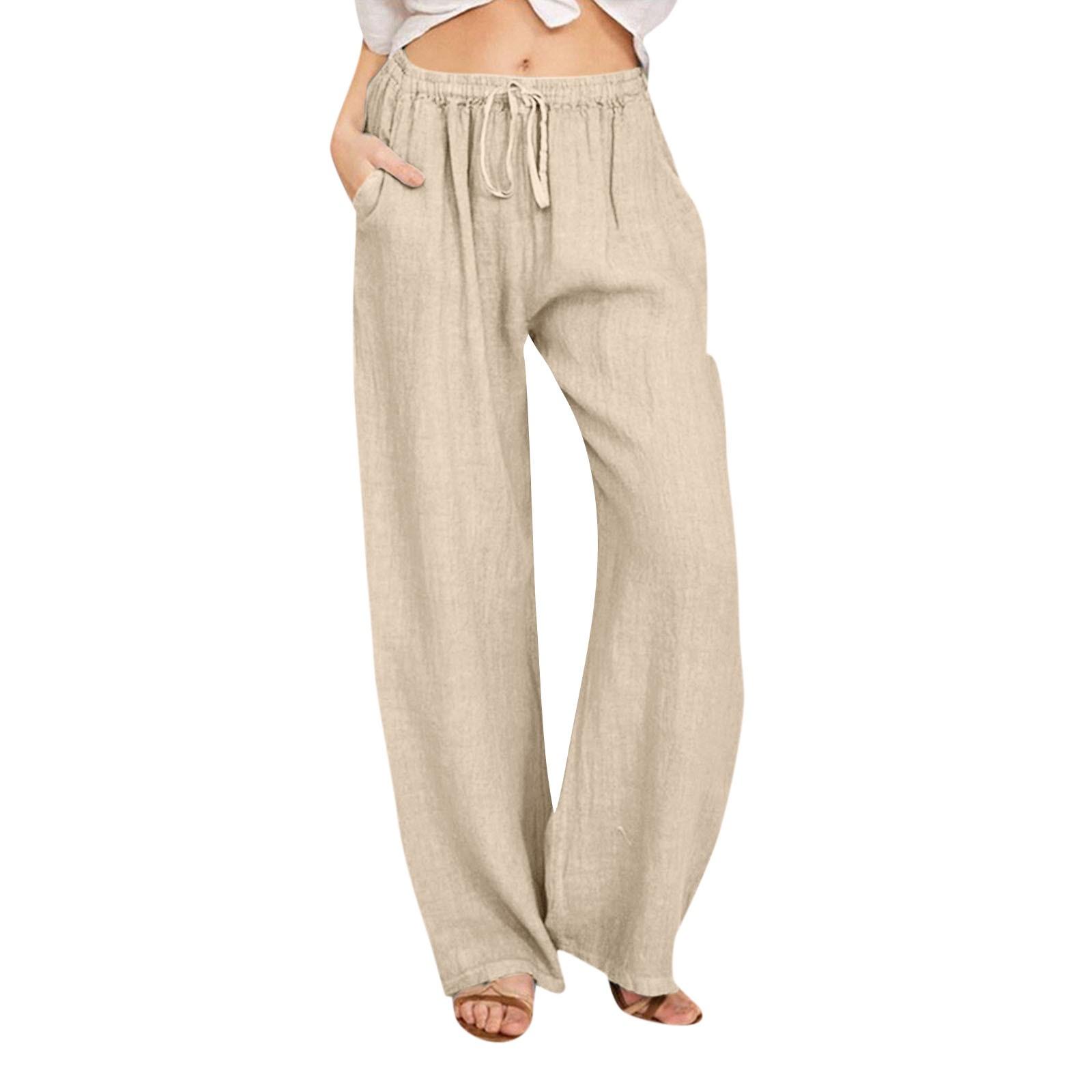 

Women s Casual Straight Leg Pants Color Casual Long Pants With Pockets XXL хаки