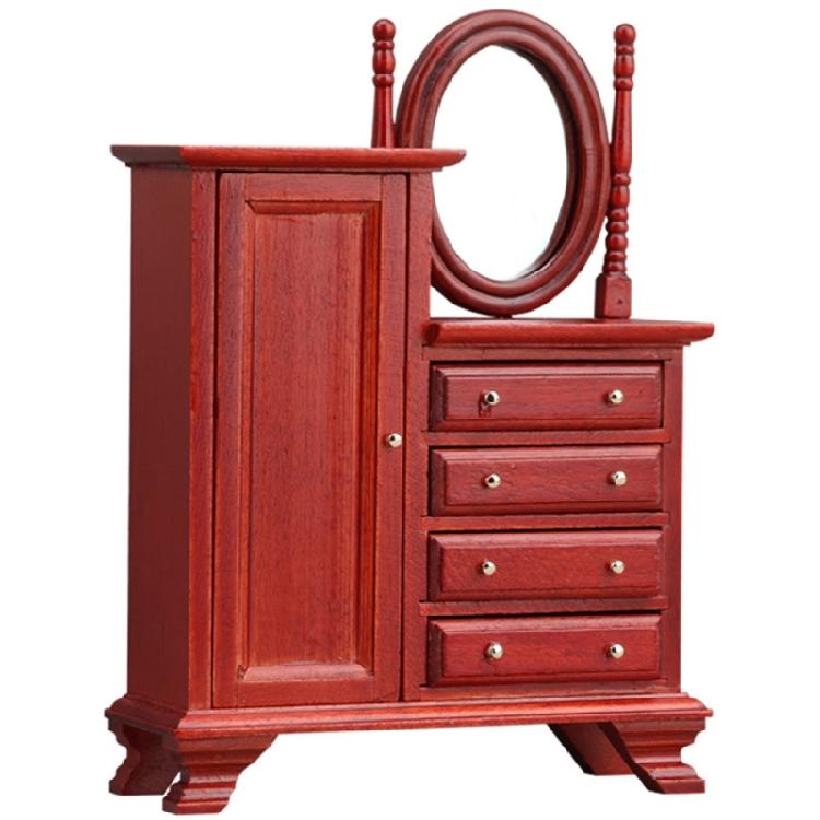 Miniature Dresser For 1/12 Doll House European Styles Furniture with Functional Drawer Door Craft Model Scene Display