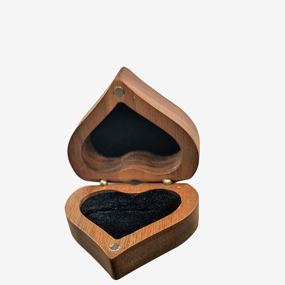 Cajas Portable Heart Shape Wedding Storage Box Jewelry Display Wooden Ring Box Jewelry Packaging