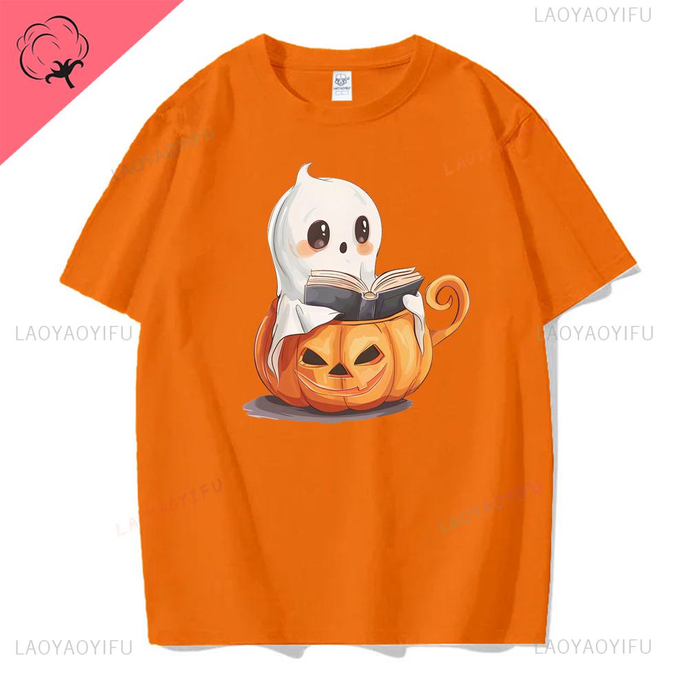 Book Lover Tshirt Boo Reading Books Tshirts Bookish Halloween Women Tshirts Halloween Teacher Gift Clothes Librarian Halloween