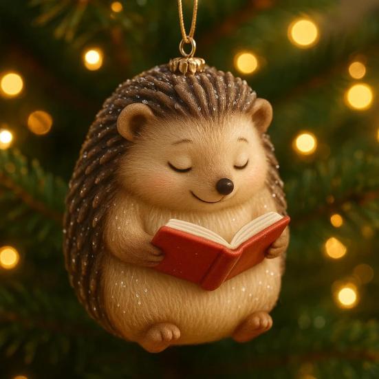 Book Lover Animal Ornament 2D Acrylic Bird/Hedgedog/Rabbit/Owl/Squirrel Reading Ornament Woodland Reader Hanging Pendant Gift