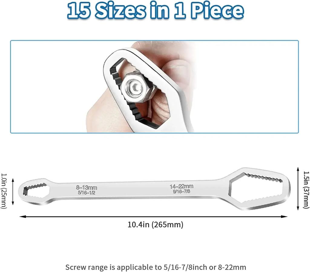 23 in 1 Universal Wrench Multifunction Wrench Tool High Torsion Multifunctional Wrench Spanner Tool for Home and Car Repair