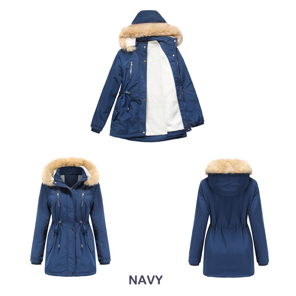 2024 Autumn/Winter Women's Thick Lambswool Cotton Jacket with Removable Hood and Fleece Lining