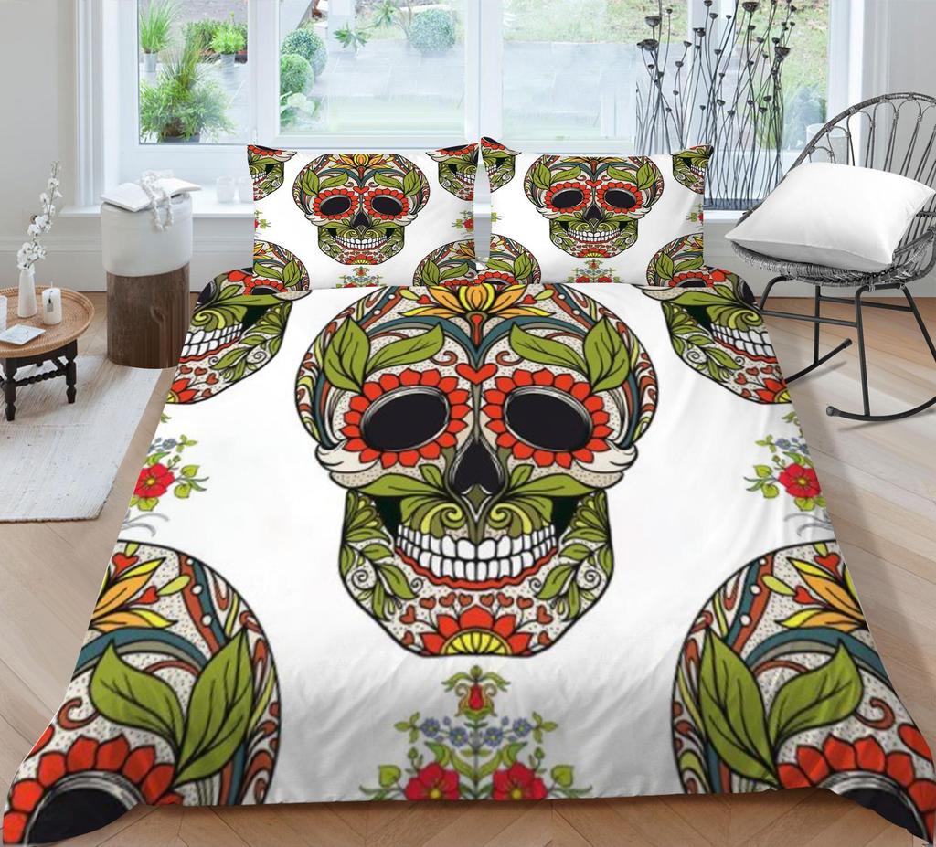 Luxury Quilt Cover Woman Man Use 3D Skull Style Bed Sets Microfiber Double Queen King Size Covers Set Home Textiles