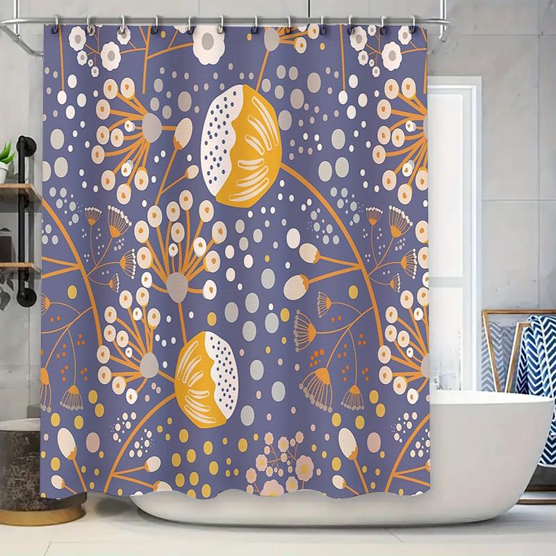 

Floral Shower Curtain Botanical Blue Nature Waterproof Bathroom Decor Farmhouse Style Modern Fabric Backdrop 90x180cm