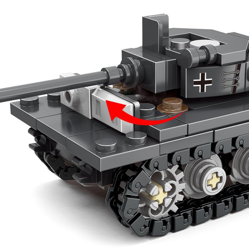 MOC Hlavní bojový tank Tiger Těžký tank Válka Vojenské Městské Vozidlo Auto Stavební kostky Klasický Model Kostky Sady Nápady