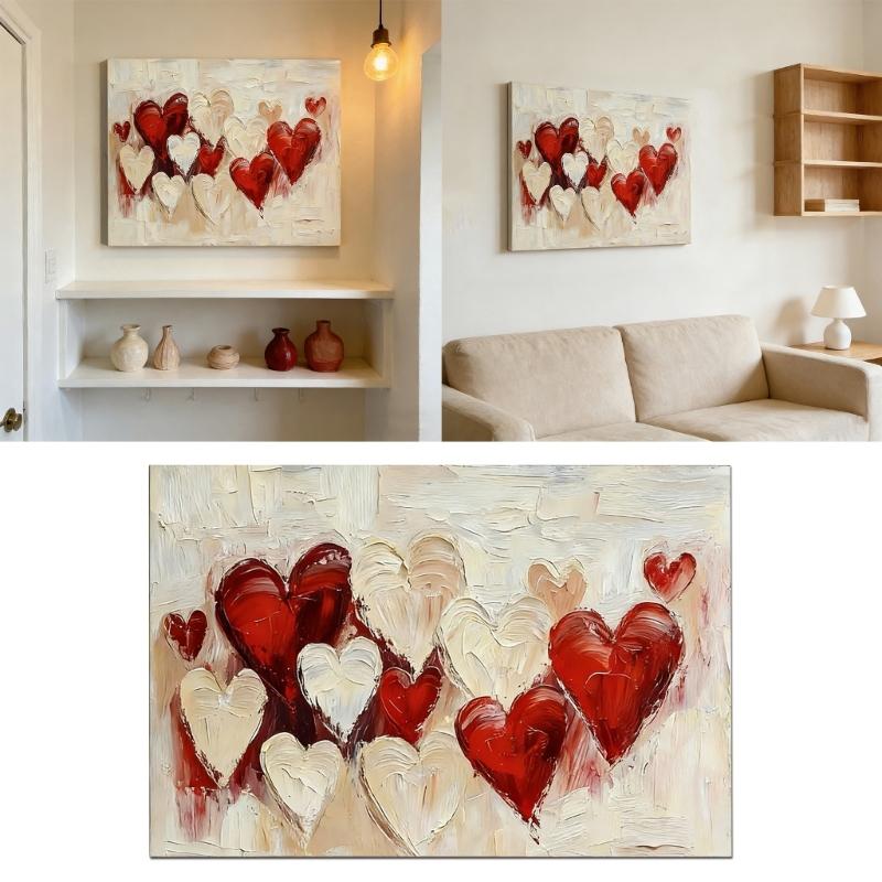 Heart Poster Canvas Wall Art Abstract Art Pictures Heart Wall Art Poster Canvas Printing for Wedding Home Office Decors