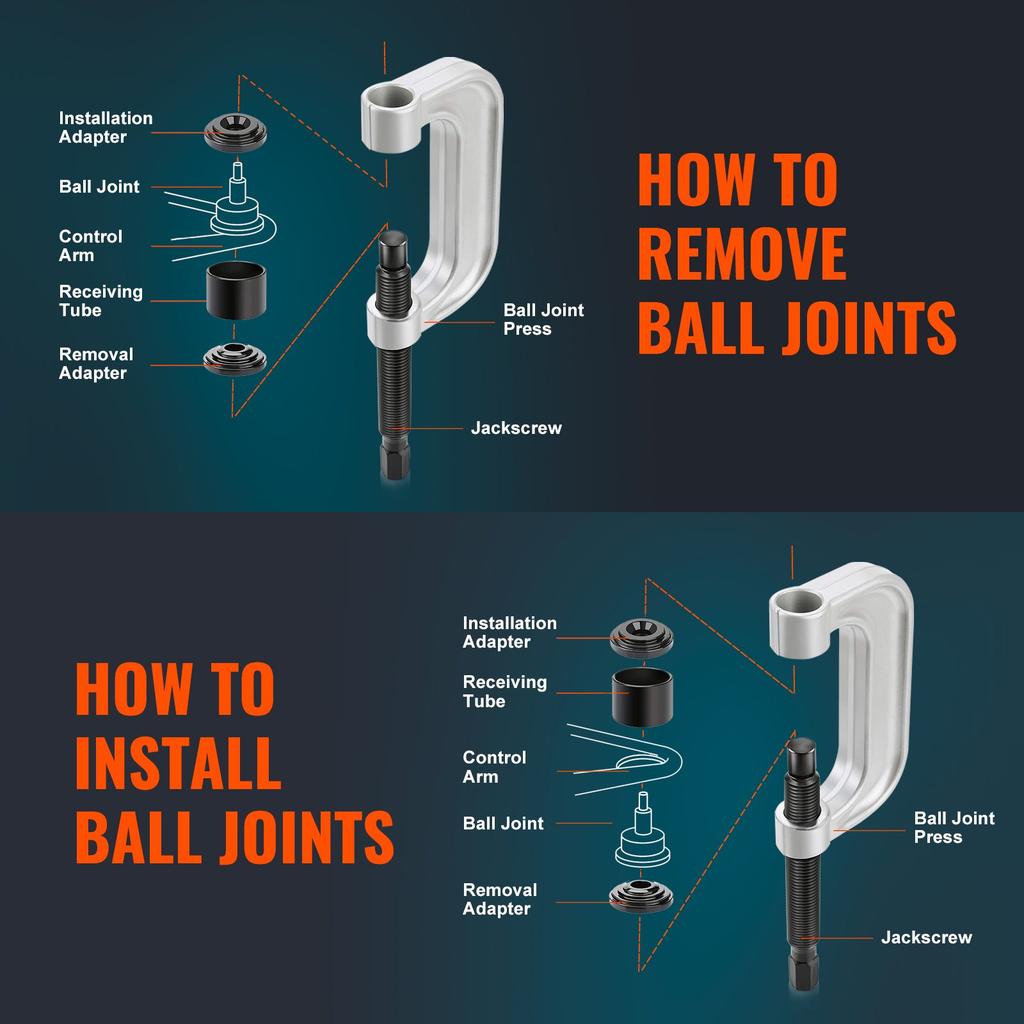 VEVOR Ball Joint Press Kit, 10 pcsTool Kit, C-press Ball joint Remove and Install Tools, for Most 2WD and 4WD Cars