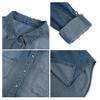 Damen Denim Button-Down Hemd Langarm Lässig Frühling Herbst Bluse Jacke mit Brusttaschen