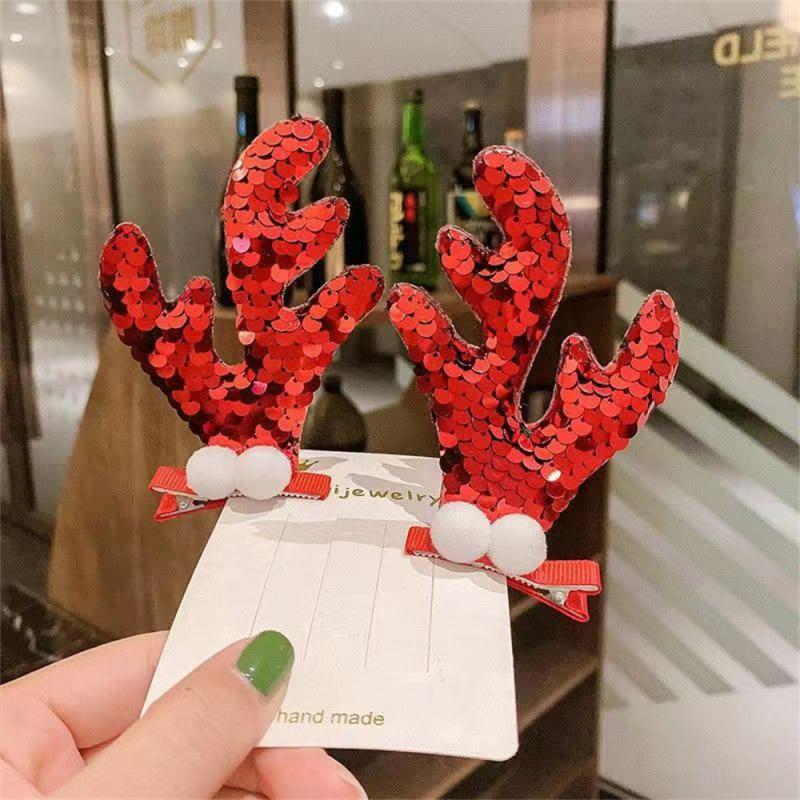 

1/2/3 пары рождественских заколок для волос для девочек, рог оленя, боковая челка, заколка для волос для женщин, милый мультяшный лось, утиный рот, заколка для волос на Рождество