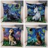 Colorful Pet Shepherd Dog Cushion Cover Pillow Case Pillow Covers Decor Oil Painting Cartoon Animal  Pillowcase 45x45