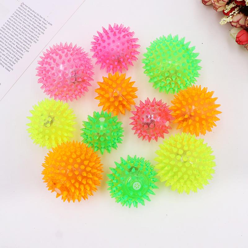 Luminous Flashing Elastic Massage Ball with Thorns - Pet Toy and Night Time Fun