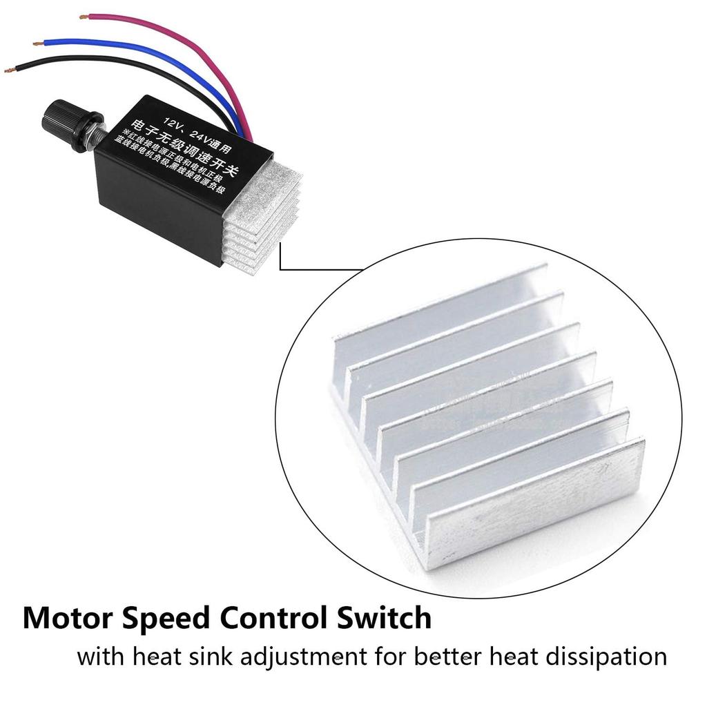 DC Motor Speed Controller Universal DC 12V 24V 10A Electronic Stepless Speed Regulator Switch for Car Truck Fan Heater Control