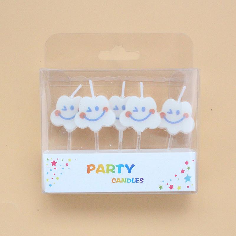 Cute Cloud Smile Birthday Cake Candle Korean Ins Creative Children's Party Decoration 5 Candles