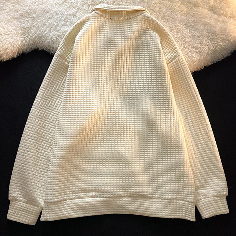 Women Lapel Hoodies Sweatwear Polo Shirt Lapel Sweater Women Embroidered Oversize Couple Top