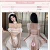 Cosplay Sexy Maid Clothes White White Pink Sheer Extreme Exposed Shoulder Ruffles Sexy Erotic Apron Halloween Costume Cute Ladies Photo Session Event