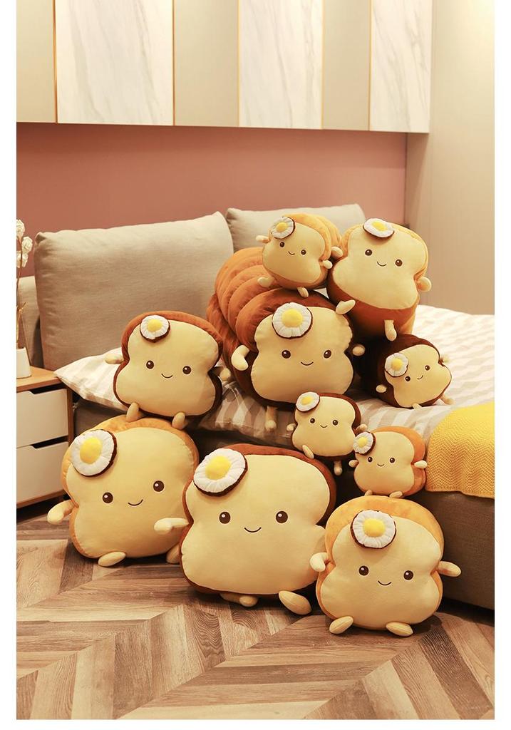 Cuscino Peluche Creativo Uovo Fritto su Toast: Cuscino a Forma di Striscia Lunga per Abbracciare per Ragazze