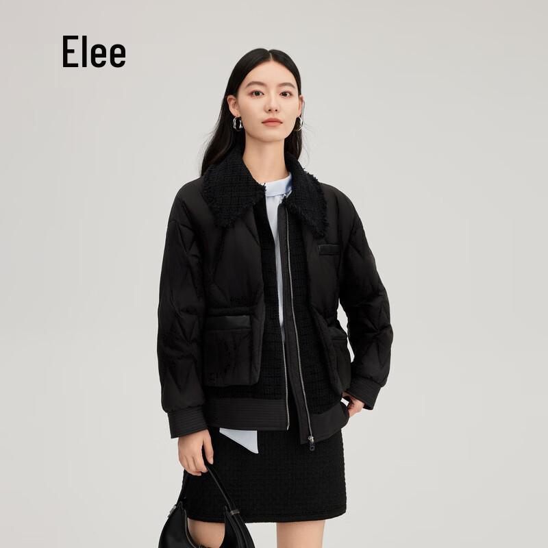 Aililaiyi Damen Tweed Daunenjacke im Faux-Zweiteiler-Look