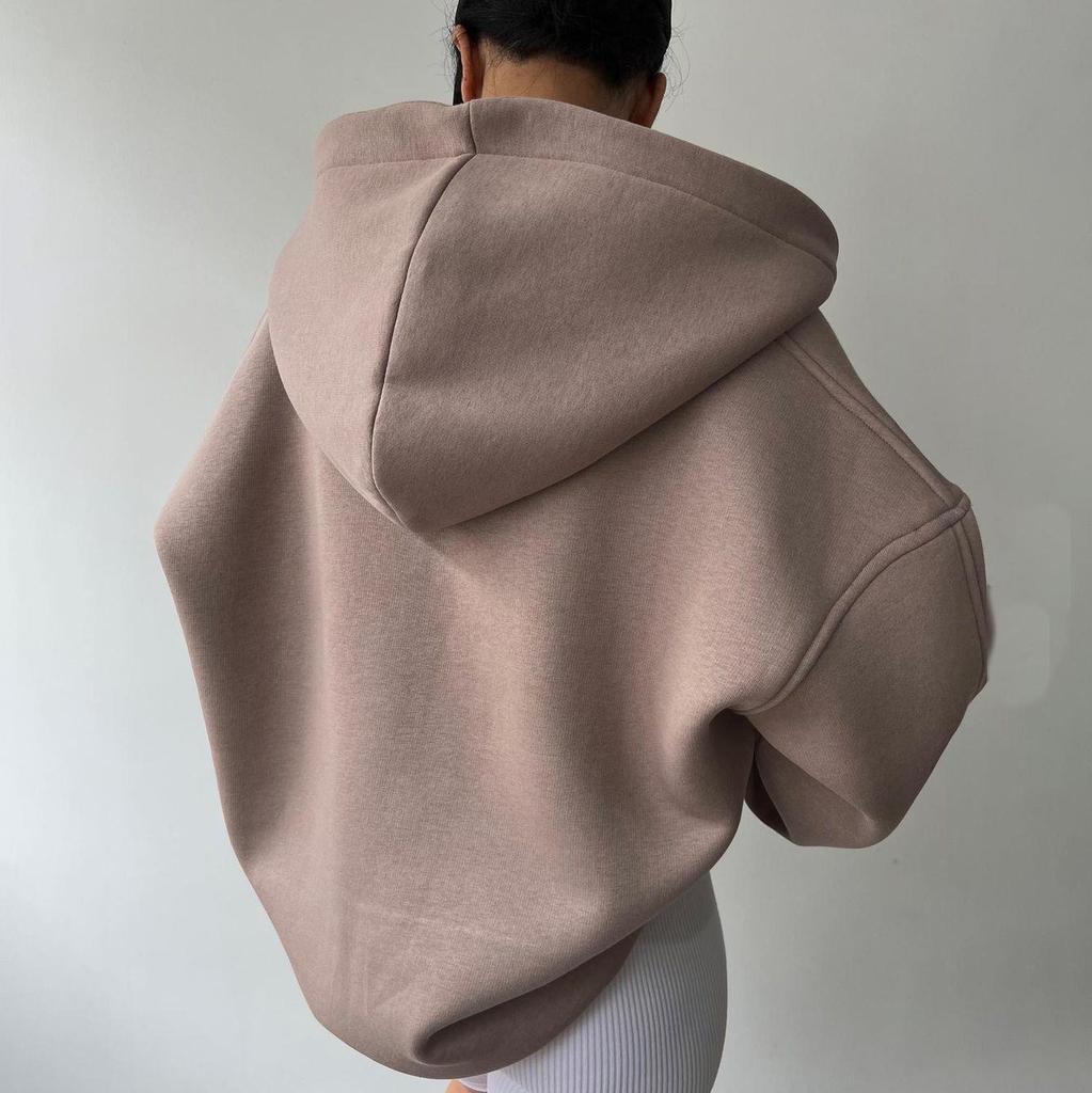 Damen Langarm Kapuzenpullover V-Ausschnitt Lockere Pullover Damen Tops Einfarbig Sweatshirts