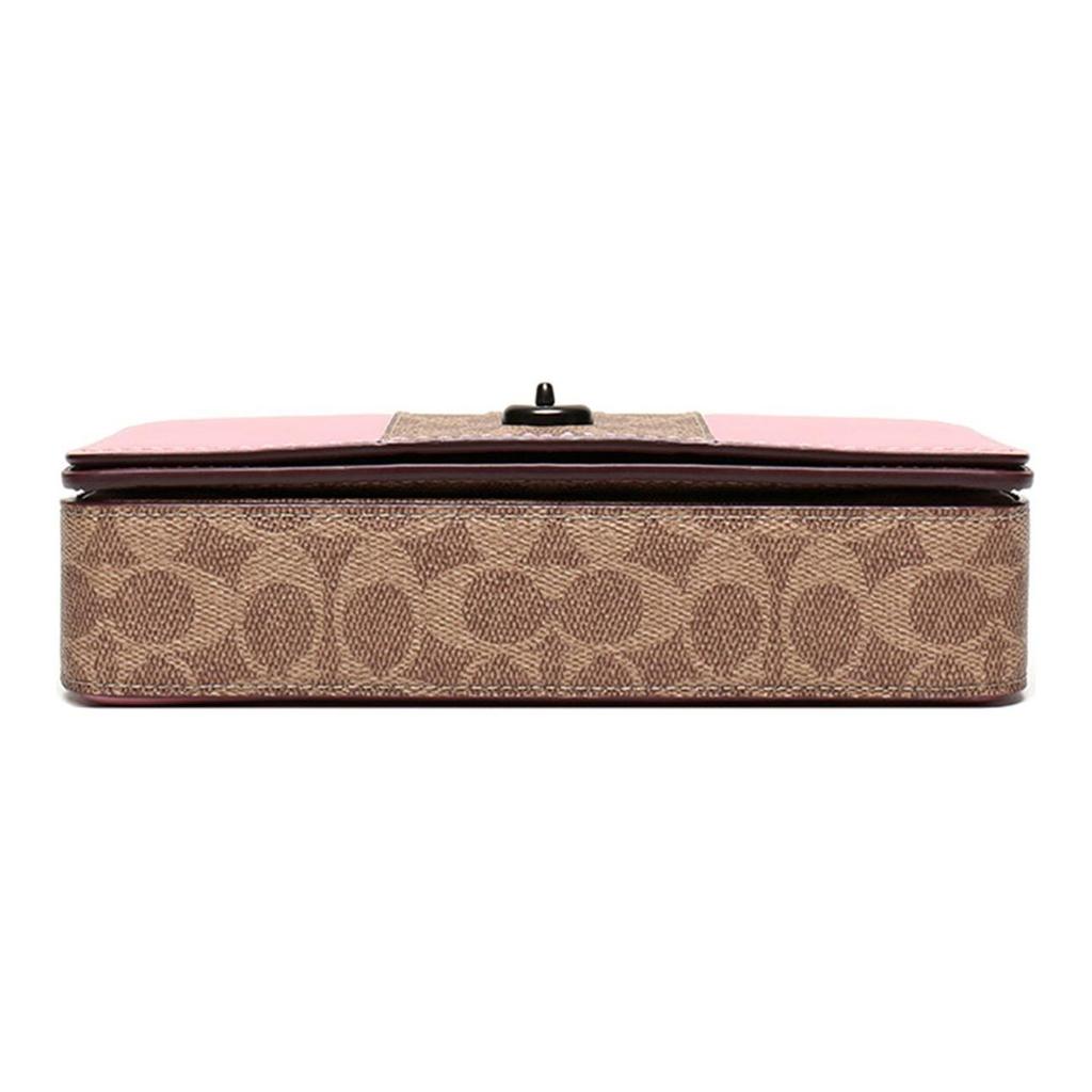 Coach Dinky Logo Coated Canvas Crossbody Shoulder Bag Medium Women Bags Brown Yellow Pink 76368-V5P2P