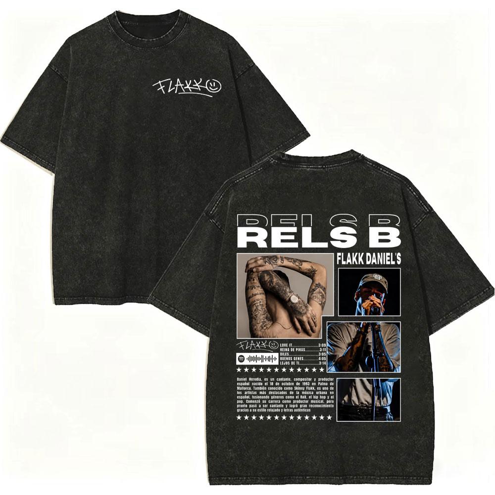 Vintage Washed Rapper Rels B Album Merch Tshirts Men Women Hip Hop Fashion Short Sleeve T Shirt Summer Casual Cotton Tshirts