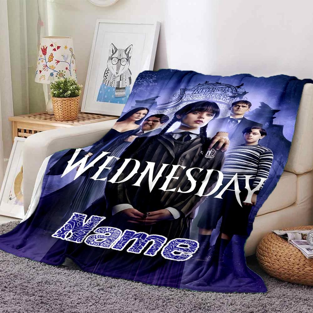 Wednesday Addams Gothic Mansion Family Members Four Seasons Blanket Customized With Your Name Lightweight And Warm Perfect Gift For Home Office