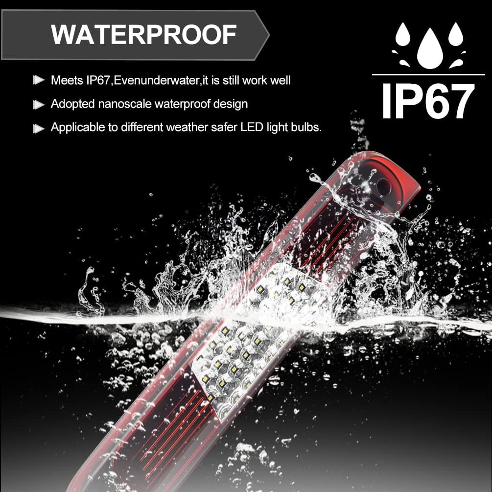 RAM 1500 LED 3Rd Brake Light For 2024 2025 RAM 1500 Rebel HFE Laramie Red Lens Third High Mount Stop Brake Lamps White LED Rear Center Roof