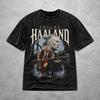 Męska Damska Koszulka Piłkarska Haaland Norwegia Z Nadrukiem Graficznym Wypłukana Vintage Streetwear Harajuku Koszulki