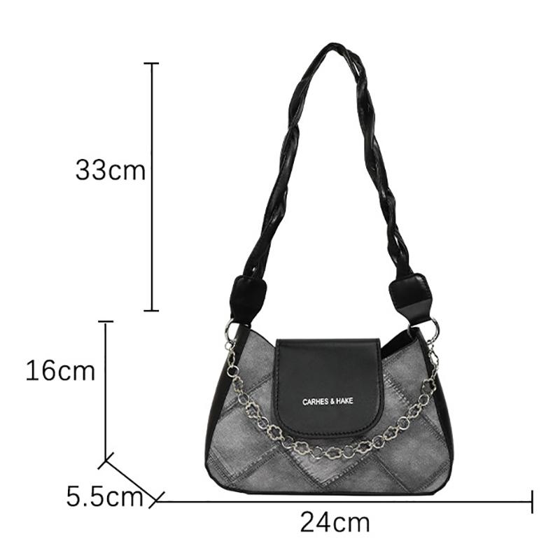 Vintage Pattern Chain Decoration Women'S Single Shoulder Bag Flower Pattern Shoulder Bag For Women, Chain Decor Underarm Purse