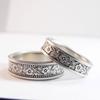 Jianjie Plata 925 Anillo Floral Antiguo para Hombre y Mujer