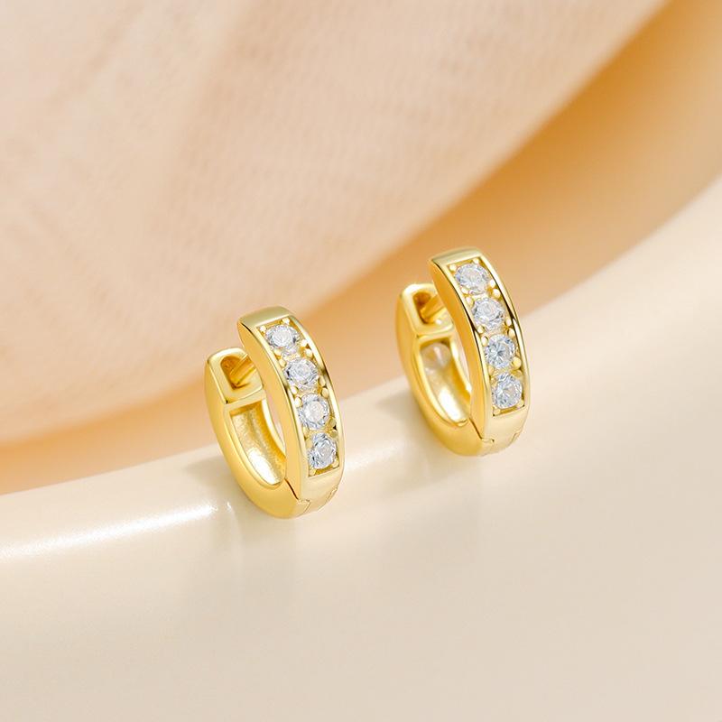 Simple Smooth Inlaid Zircon Geometry Earrings For Women Authentic 925 Sterling Silver Simple Wedding Engagement Fine Jewelry Gif