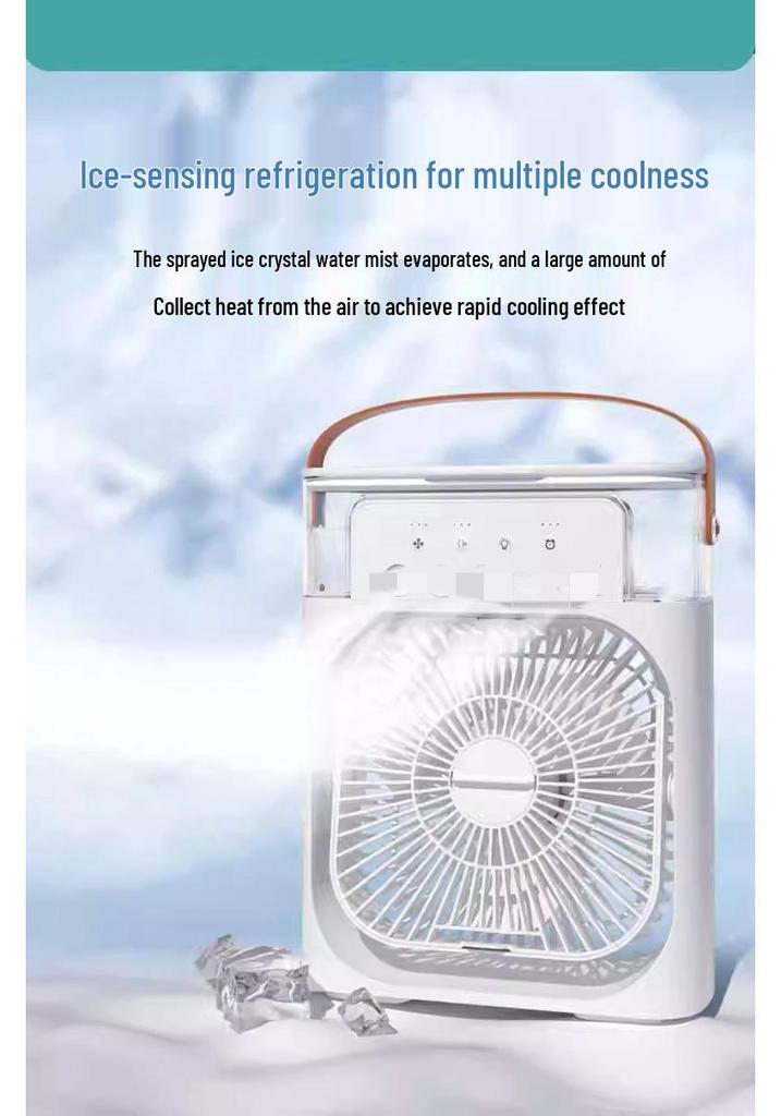 Water-cooled Desktop Fan & Humidifier with Cooling Spray for Dorms and Offices