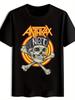 Vintage Rock Band Graphic T-shirt - Black Polyester Crew Neck Tee with Bold "ANTITRAX NOT" Skull & Crossbones Design
