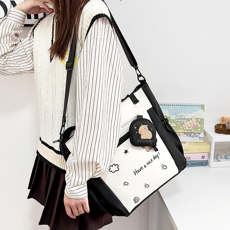 Women's Handbag Cartoon Print Book Bag Student Shoulder Bag Large Capacity Crossbody Bag