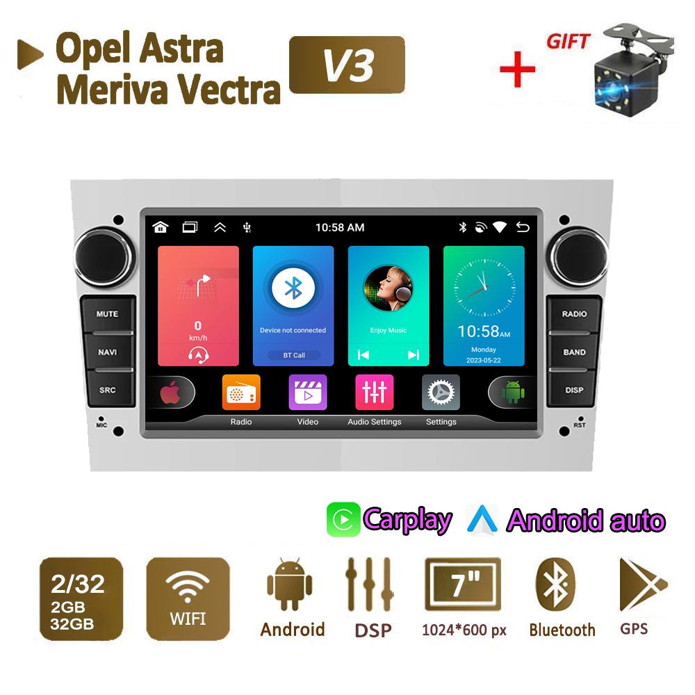 

Автомобильный радиоприемник, мультимедийный плеер для Opel Vauxhall Astra Antara Meriva Vivaro Combo Signum Vectra Corsa 2 Din Android Carplay GPS Авторадио 2 + 32 ГБ 2+32GB серебряный